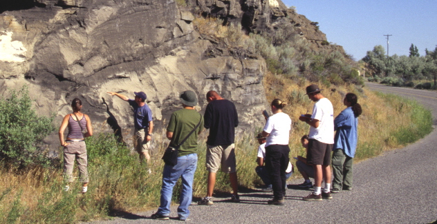 Andy pointing out sedimentary structures at Menan Butte, Idaho