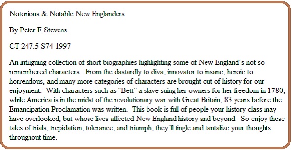 Notorious and Notable New Englanders Book Review