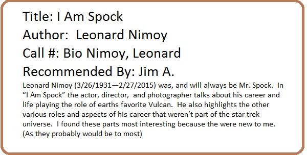 I Am Spock Book Review & The Greened House Effect book reviews