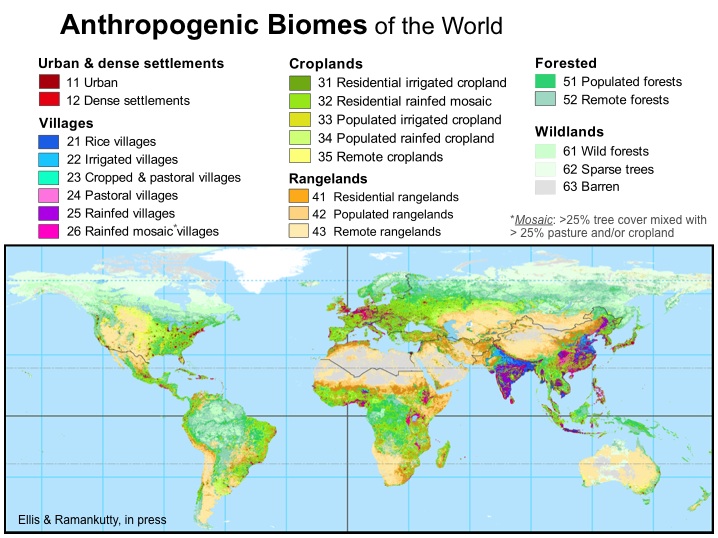 anthropogenic biomes of the world