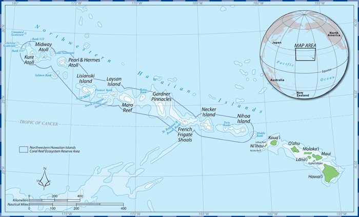 map of northwest hawaiian islands national marine monument