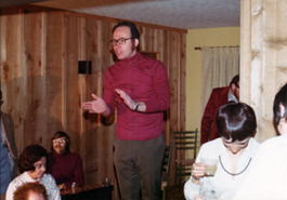 Dave mcing party for Roy 1970's