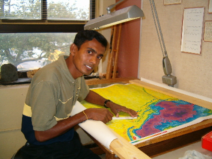 Nalaka hard at work in his office at the Geological Survey of Sri Lanka