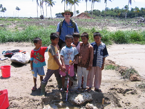 Andy and company excavating a tsunami deposit from the 2004 Indian Ocean tsunami in Sumatra