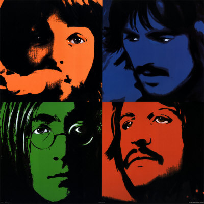 Pop Art quadrant painting of The Beatles.