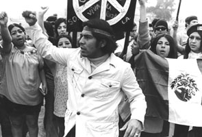 Members of Chicano Civil Rights Movement protesting for peace.