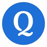 The letter "Q" inside of a blue circle.