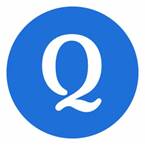 The letter "Q" inside of a blue circle.