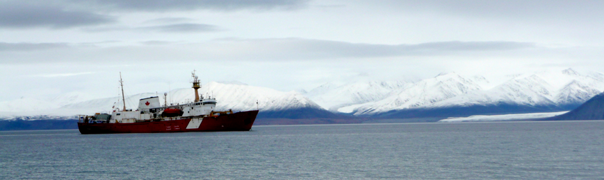 The CCGS Hudson in Lancaster Sound, the entrance to the NW
      Passage during a coring expediton in 2008 on which Dr. Ortiz
      sailed..