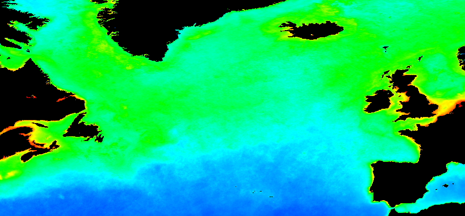 high chlorophyll concentration in the far north atlantic