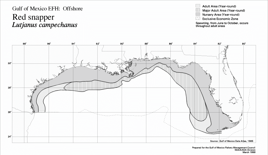 red snapper distribution map Gulf of Mexico