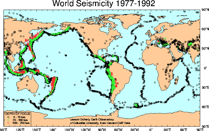 map of earthquake locations around the world