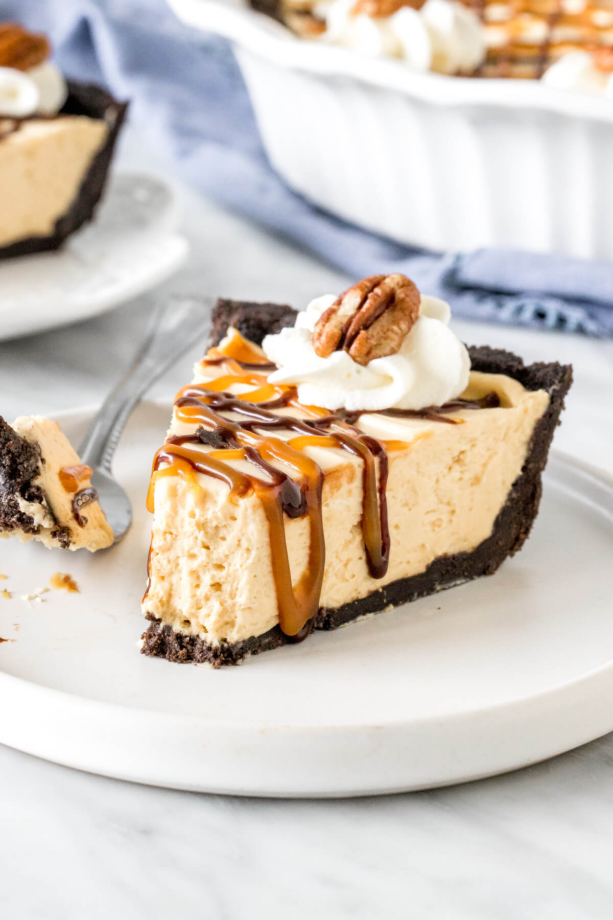 Turtle Pie with one pecan on top